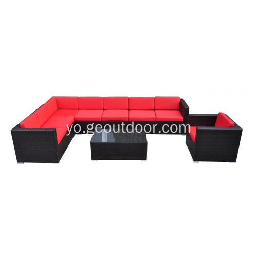 Awọn ọna fàájì rattan sofa pẹlu ohun ọṣọ mimọ aluminiomu